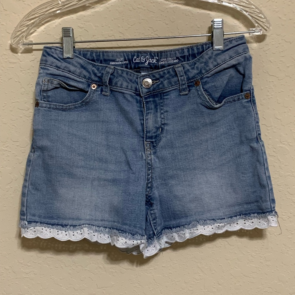 Cat & Jack Women's Light Blue Jean Shorts with Lace Trim